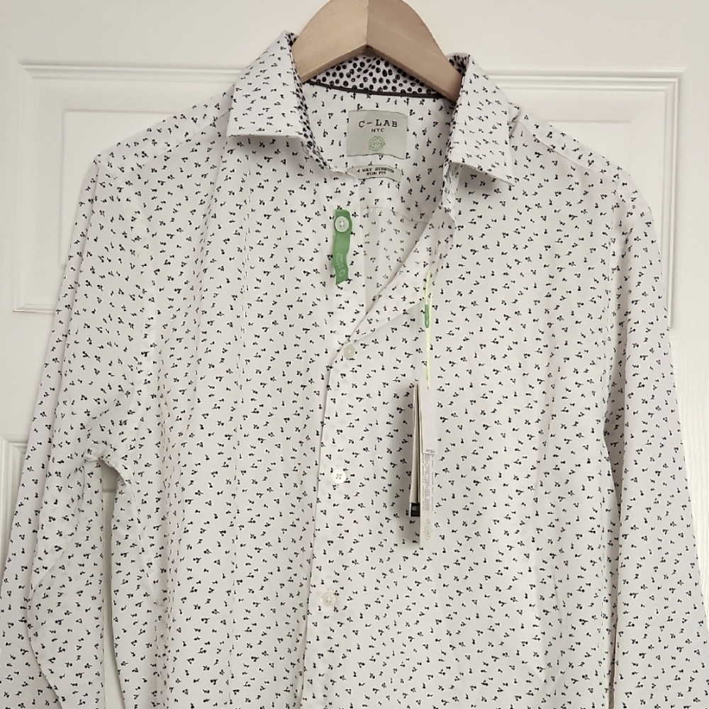 White Patterned Casual Men's Shirt